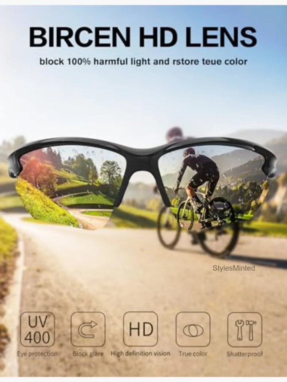 Polarized TR90 Sport Sunglasses for Men Lightweight UV Protection